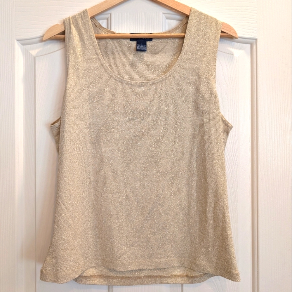 Ann Taylor Gold Glitter Tank Top Size Large